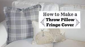 Each pillow is made from acrylic, and features fringe on the sides and a striped design in hues of blue, grey, and white. Diy Throw Pillow How To Make A Fringed Pillow Cover Youtube