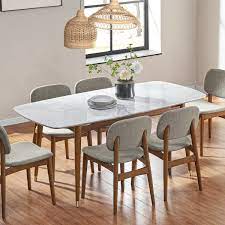Marble And Wood 180cm Dining Table Walnut Wood Legs Kelsey By Castlery In 2022 Dining Table Marble Dining Room Table Marble Marble Dining