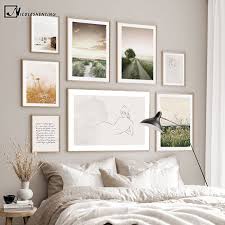 Scandinavian Decoration Canvas Painting Grass Nature Sunset Landscape Poster Nordic Style Print Wal Canvas Art Wall Decor Wall Art Pictures Landscape Wall Art
