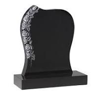 Black Granite Memorial with Carved Rose Design | Summers