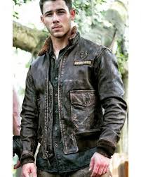 Nick Jonas Leather Jacket From Jumanji Welcome To The Jungle Fit Jackets In 2020 Leather Jacket Men Leather Bomber Jacket Leather Jacket