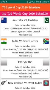 2020 icc t20 world cup will commence in australia with both men's and women's events taking place as standalone. T20 World Cup 2020 Schedule For Android Apk Download