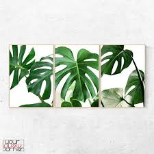 Botanical Wall Art Set Of 3 Prints Monstera Leaves Tropical Etsy In 2020 Botanical Wall Art Printable Wall Art Tree Painting Canvas