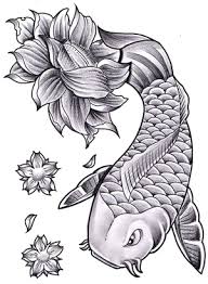 Black And White Koi Fish Tattoo With Flowers Small Flower Koi Tattoo Design Koi Tattoo Coy Fish Tattoos