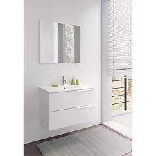 Choisissez votre meuble sous lavabo, meuble vasque, ou encore armoire de toilette pour aménager votre salle de bain selon votre style. Ensemble De Salle De Bains A Suspendre Blanc Bianco 80 Cm Castorama