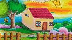 Cara menggambar dan mewarnai pemandangan rumah dan gunung www.youtube.com/c/susiartanddrawing. Contoh Gambar Cara Mewarnai Rumah Gradasi Kataucap