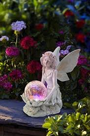 Angel Fairy Figurine Statue Garden Decor Outdoor Solar Light Color Changing Wing Garden Fairies Figurines Fairy Garden Garden Statues