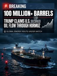 Trump said that the US military secretly escorted ships carrying more than 100 million barrels of oil out of the Strait of Hormuz.