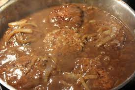 Hamburger Steak With Creamy Onion Gravy Onion Gravy Hamburger Steak Deep South Dish