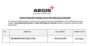 Aegis bpo malaysia sdn bhdに関する口コミ。給与水準：給与は初めは18万円程度です。…。日本最大級、年間5000万ユーザーが利用する会社口コミ・評判プラットフォーム「エン ライトハウス」では、エン独自サーベイによる企業研究や女性評価の可視化など、企業をあらゆる角度から知ることが出来. Jawatan Kosong Terkini Aegis Bpo Malaysia Telemarketing Executive Kerja Kosong Kerajaan Swasta