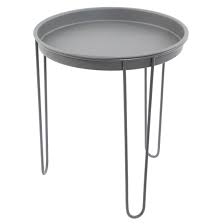 Side tables coffee tables console tables. Grey Metal Round Tray Side Table By Tobs 39 X 45 Cm 5035521245819 Ebay