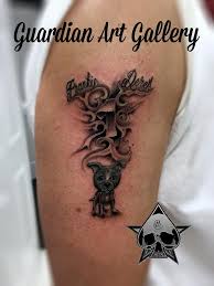 Angel mother with baby angel tattoo on left back shoulder. Dog And Names By Angel Caban Guardian Art Gallery Tattoonow