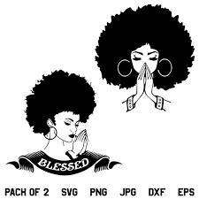 Download Black Afro Woman Praying Svg African American Afro Hair Svg Png Dxf Designking On Artfire