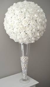 White Flower Ball Kissing Ball Wedding Centerpiece Flower Etsy Flower Centerpieces Wedding Flower Ball Wedding Centerpieces
