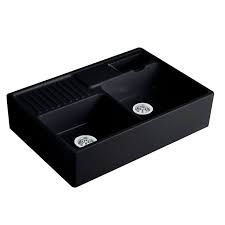 Evier Timbre D Office A Poser En Ceramique Noir Mat Villeroy Boch Des Eviers Au Style Retro Cuisissimo En 2020 Evier A Poser Evier Timbre D Office Evier Noir