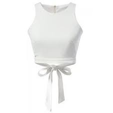 Black And White Crop Top Trendy Round Neck Sleeveless Self Tie Bowknot White Crop Top For Women 8 20 Liked On Polyvore Featuring Tops Round Round Neck Tops White Crop Top Fashion