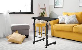 Tv tray works pretty well. Amazon Com Adjustable Tv Tray Mobile Sofa Side End Table Snack Table On Wheels Wooden Top Metal Frame Accent Couch Table C Shaped Rolling Laptop Desk Cart 31 5 L X 18 11 W