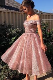Elegant Off The Shoulder Pink Sequins Sweetheart Short Prom Dresses Bridesmaid Dresses P1279 Tea Length Prom Dress Homecoming Dresses Short Cute Prom Dresses