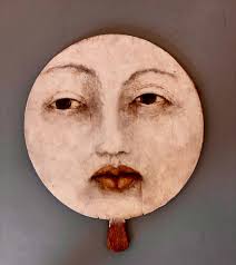 Moon” by Cathy Rose. Plaster and oil