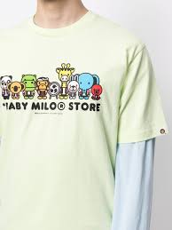 Bathing ape baby milo pink camo leather strapback hat. Shop Yellow Baby Milo Store By A Bathing Ape Baby Milo Print T Shirt With Express Delivery Farfetch