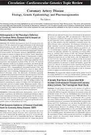 Coronary Artery Disease Circulation Cardiovascular Genetics