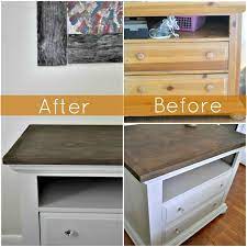 They had just finished building a new home and wanted to give their set a more cohesive look. Rusticurban Bedroom Dresser Facelift Pine Bedroom Furniture Bedroom Furniture Makeover Furniture Makeover