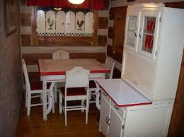 6 Pc Vintage Porcelain Enamel Top Table 4 Chairs Matching Hoosier Style Cabinet Cabinet Styles Red And White Kitchen Vintage Kitchen