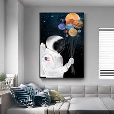 Check spelling or type a new query. Kids Room Wall Decor Cartoon Astronaut Posters And Print On Canvas Outer Space Wall Art Hanging Pictures For Home Decor Unframed Painting Calligraphy Aliexpress