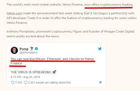 Bitcoin, cryptocurrency, crypto, altcoin, altcoin daily, blockchain, decentralized, news.digital asset news. Yahoo Finance Launched A Trade On Bitcoin Ether And Lightcoin This Is Really Important News That Many Could Miss Cryptocurrency