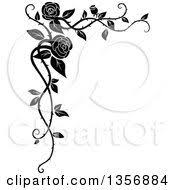 Black And White Vines Clipart Clipart Of A Black And White Corner Floral Rose Vine Border Design Element Royalty Free Vector Illus Art Deco Borders Free Vector Illustration Clip Art Borders