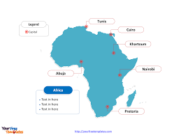 South africa editable map labeled with pretoria, durban, kimberley, and cape town cities. Map Of Africa Free Templates Free Powerpoint Template