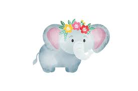 Download Baby Elephant With Flower Crown Svg Cut File By Creative Fabrica Crafts Creative Fabrica PSD Mockup Templates
