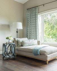 Master Bedroom Seating Area With Custom Window Treatments And Chaise Lounge Bedroom Transiti Bedroom Seating Area Master Bedroom Sitting Area Bedroom Seating