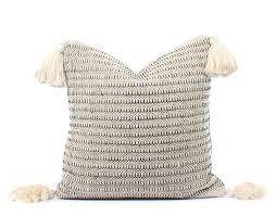 Black And White Boho Pillow Covers Boho Pillow Tassel Cream And Black Woven Pillow Cover 18x18 Sku03011 Pillows Boho Pillows Pillow Covers