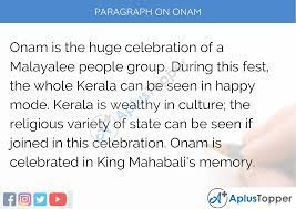 This festival begins with rangoli of colorful flowers in the courtyard of the house. Paragraph On Onam 100 150 200 250 To 300 Words For Kids Students And Children A Plus Topper