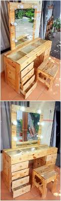 Old wood pallet furniture ideas we have shared many time like pallet bed pallet table pallet chair or diy wood pallet dresser. Pallet Dresser With Drawers And Stool