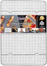 Stainless steel commercial kitchen prep & work table. Amazon Com Kitchenatics Half Sheet 100 Stainless Steel Roasting Cooling Rack 1 2 Sheet Oven Safe Rack With Patent Pending Multiple Welds Thick Wire Grid Use For Oven Grill Non Toxic 11 8 X 16 9 X 1 Kitchen Dining