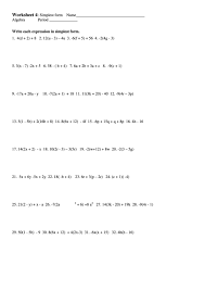 Worksheet involves real world applications of concepts. Algebra Worksheet Simplify Printable Pdf Download