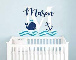 Amazon Com Boys Name Wall Decal Whale Wall Decal Nursery Baby Boy Room Decor Anchor Wall Decal Nautical Decor Wall Vinyl Sticker Decals F71 Handmade Products