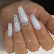 Buy products such as beurer powerful and fast nail drill system, manicure & pedicure drill set, 11 piece at walmart and save. Milky White With Glitter And Crystals On Long Coffin Nails Nail Artis White Glitter Nails White Acrylic Nails With Glitter Coffin Nails Designs
