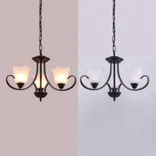 Frosted Glass Flower Chandelier Bedroom 3 6 8 Lights Traditional Pendant Lighting In Black Beautifulhalo Com
