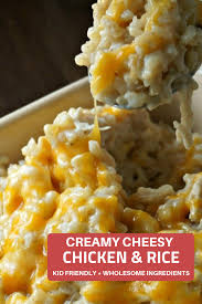 This Cheesy Chicken And Rice Is The Ultimate Comfort Food Recipe Wholesome Brow Cooked Chicken Recipes Rotisserie Chicken Recipes Easy Dinner Recipes Crockpot