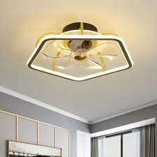 Pentagon Semi Flush Ceiling Light Modern Metal Black Gold Led Hanging Fan Light With 7 Blad Modern Ceiling Light Semi Flush Ceiling Lights Flush Ceiling Lights