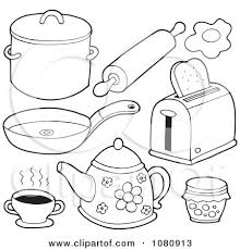 Outlined Kitchen Items Posters Art Prints By Interior Wall Decor 1080913