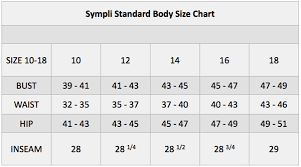 sympli size chart boutique sisi