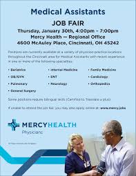 Mercy Health Physicians Will Be Hosting A Job Fair For Medical Assistants On January 30th At The Mercy Health Regio Job Fair Assistant Jobs Medical Assistant