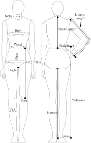 printable female measurement chart sewing dresses for