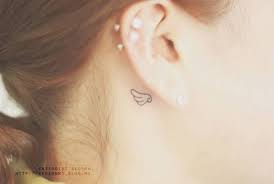 Small Minimalist Wing Tattoo Behind The Right Ear Tattoo Ear Minimalist Small Tattoo Wing Wing Tattoo Wings Tattoo Small Tattoos