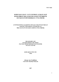 Gaya pembelajaran adalah pendekatan untuk belajar(study) dan pembelajaran(learn). Gaya Pembelajaran Kemahiran Belajar Dan