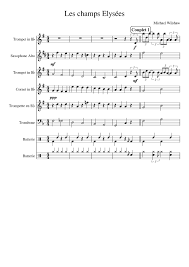 Hieronder staat een lijst van bezienswaardigheden in parijs.per hoofd worden de bezienswaardigheden genoemd in de volgorde van het nummer van het arrondissement van parijs waar ze zich bevinden. Les Champs Elysees Sheet Music For Trumpet In B Flat Trombone Drum Group Saxophone Alto More Instruments Mixed Ensemble Musescore Com